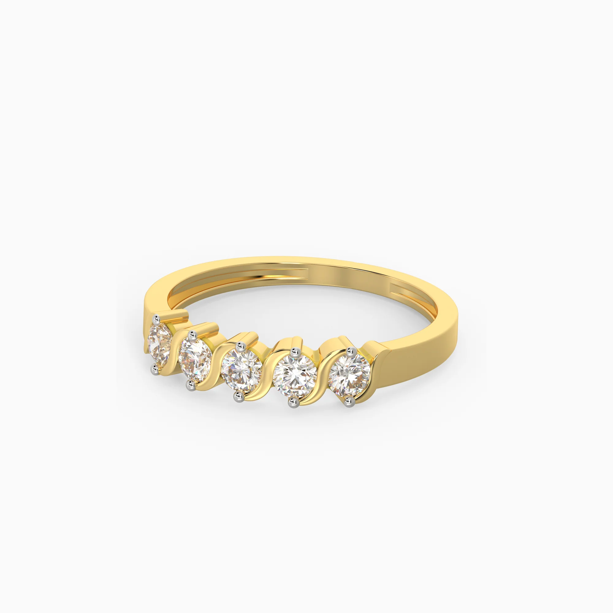 Gold Geometric Circlets Diamond Ring - Image 4