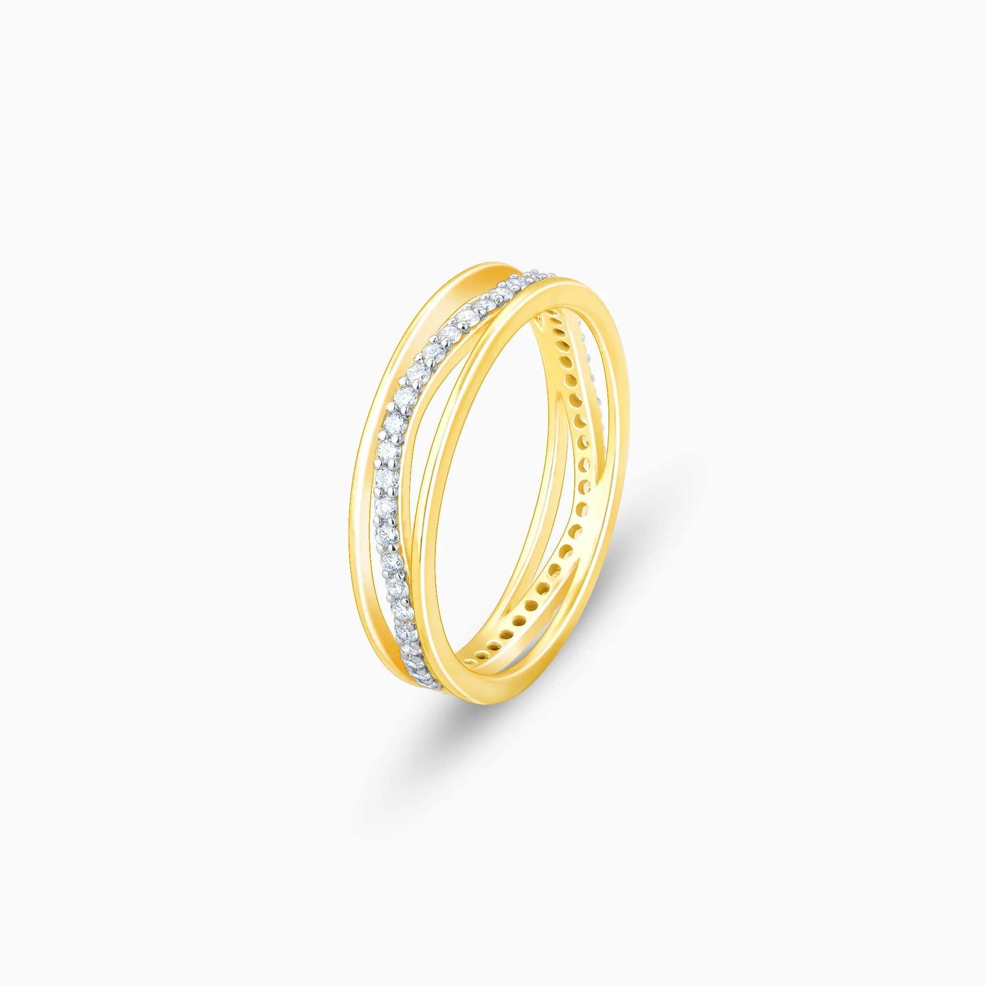 Gold Wavy Elegance Diamond Ring - Image 4