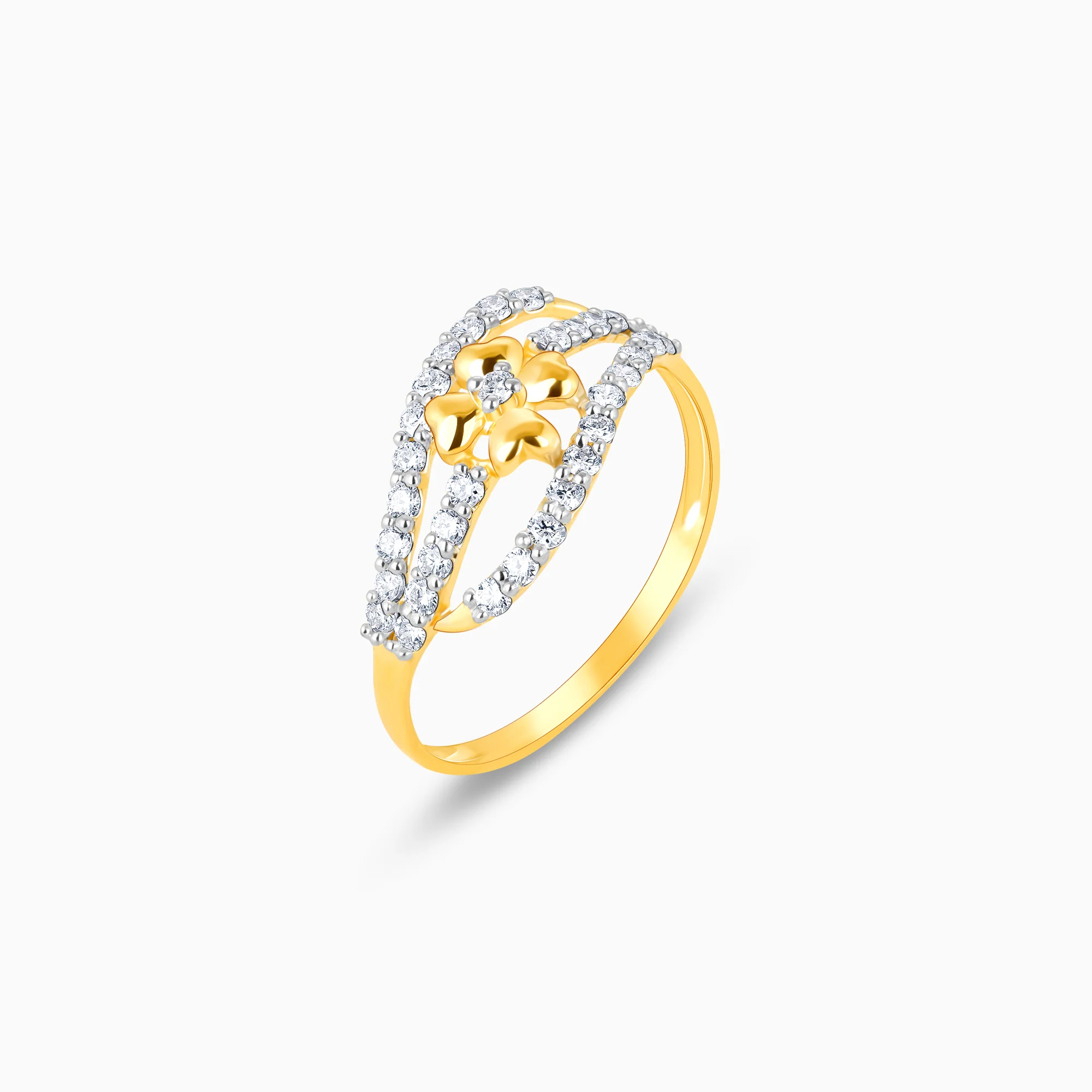 Gold Floral Centre Diamond Ring - Image 4