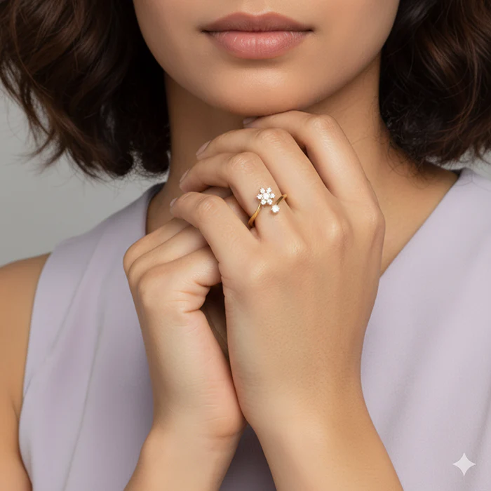 Anushka Sharma Golden Blooming Flower Ring - Image 4