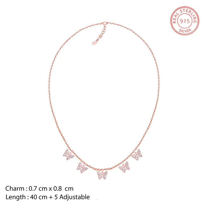 Anushka Sharma Rose Gold Wavering Wings Butterfly Necklace - Image 4