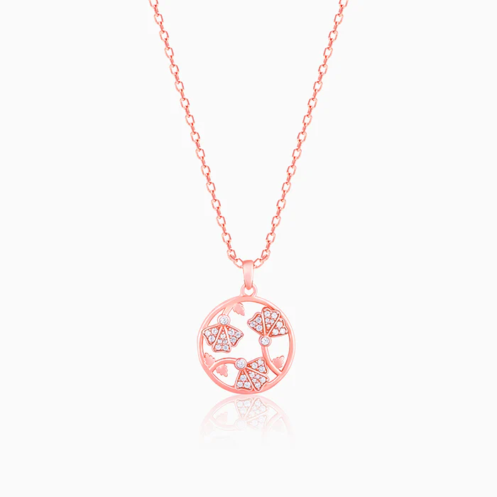 Rose Gold Eyebright Pendant With Link Chain