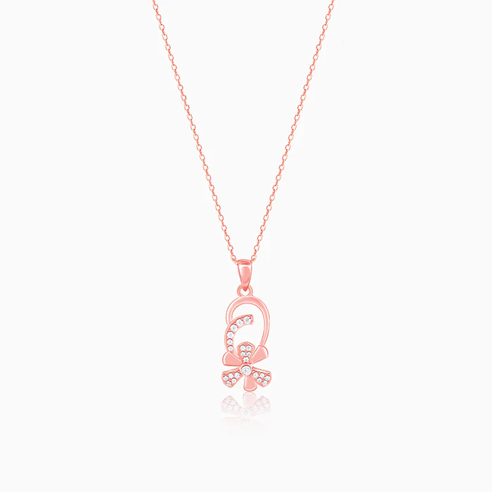 Rose Gold Mindful Musli Spin Pendant With Link Chain