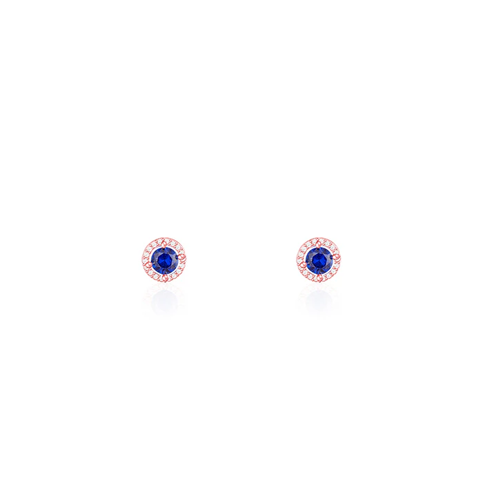 Rose Gold Blue Velvet Studs