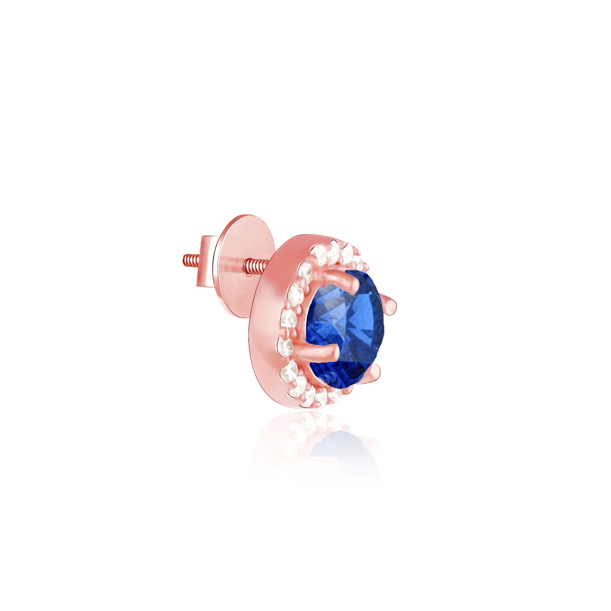 Rose Gold Blue Velvet Studs - Image 4