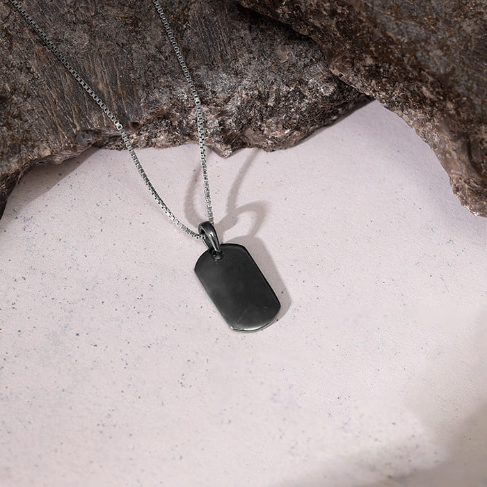 Black Rhodium Aegis Amulet Pendant with Box Chain For Him - Image 2