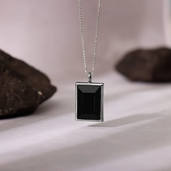 Black Rhodium Alpha Ego Pendant With Box Chain For Him - Image 2