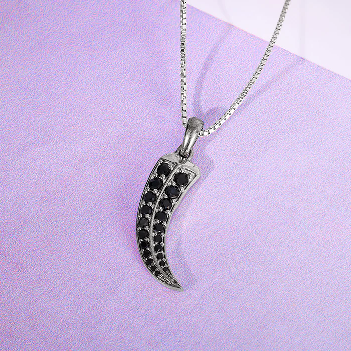 Black Rhodium Claw Pendant With Box Chain For Him - Image 2