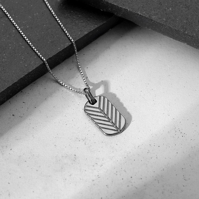 Black Rhodium Midnight Charmer Pendant With Box Chain For Him - Image 2