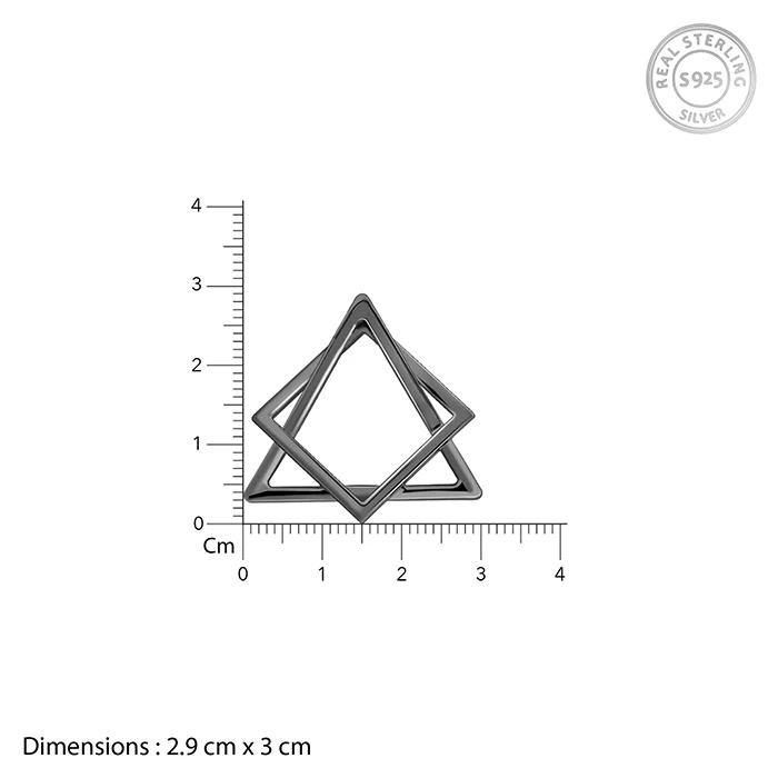 Black Rhodium Hexagram Pendant With Box Chain For Him - Image 5