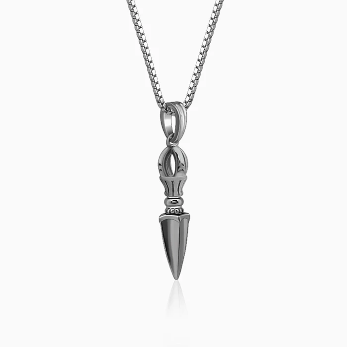 Black Rhodium Phurba Pendant With Box Chain For Him - Image 4