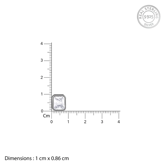 Black Rhodium Rectangular Stud For Him - Image 6