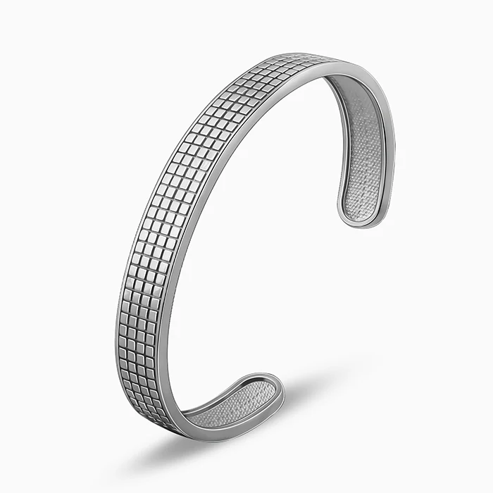 Black Rhodium Textured Kada For Him - Image 4