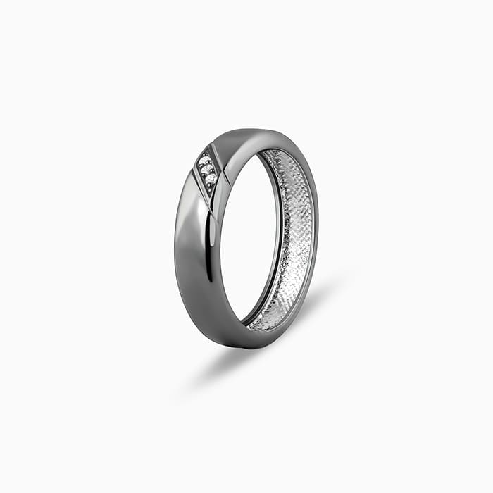 Black Rhodium Zirconia Band For Him - Image 4