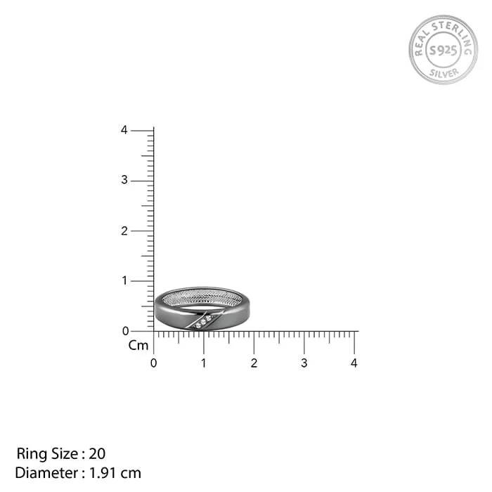 Black Rhodium Zirconia Band For Him - Image 6