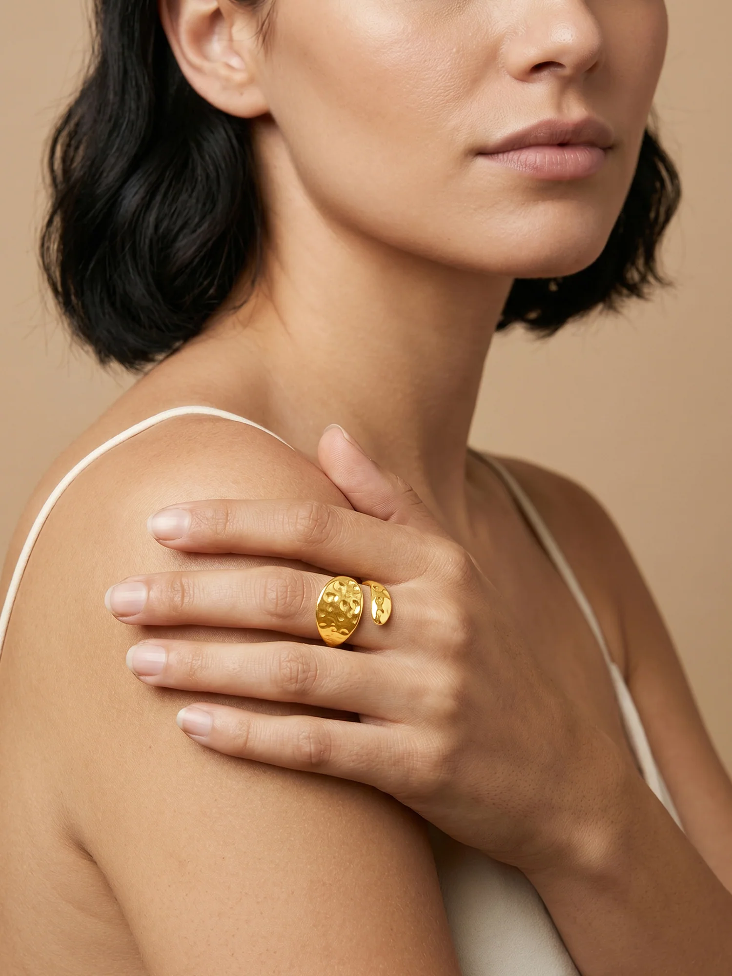 Bold Curve Energy Gold Plated Ring (Size 16) - Image 3