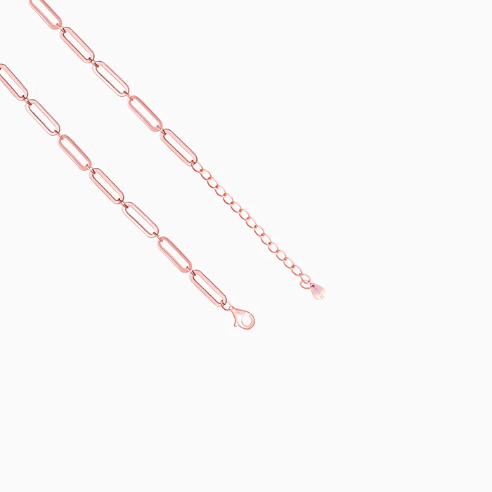 Rose Gold Elongated Link Chain Necklace - Image 5