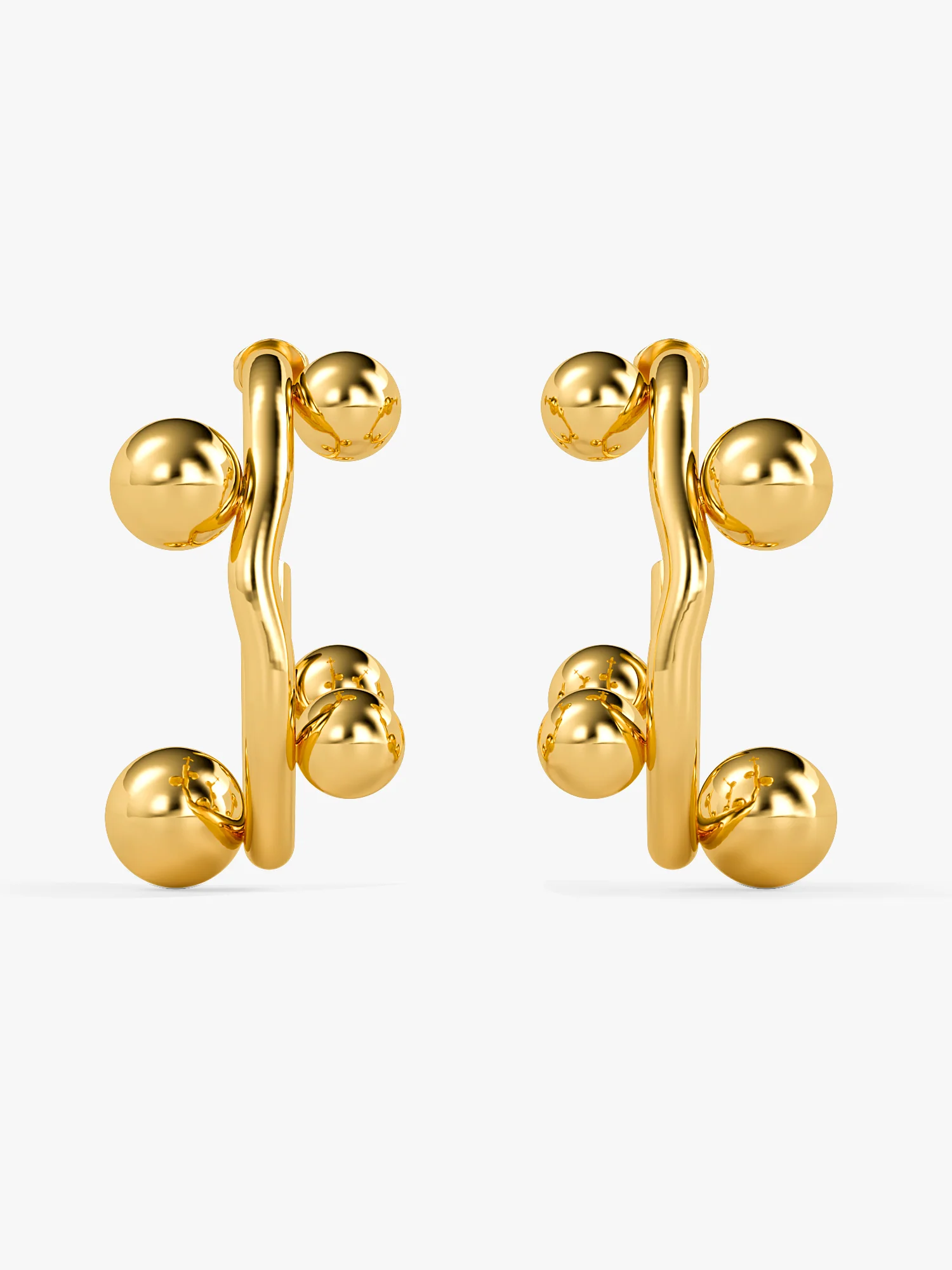 Bubble Loop Rise Gold Plated Earrings - Image 4