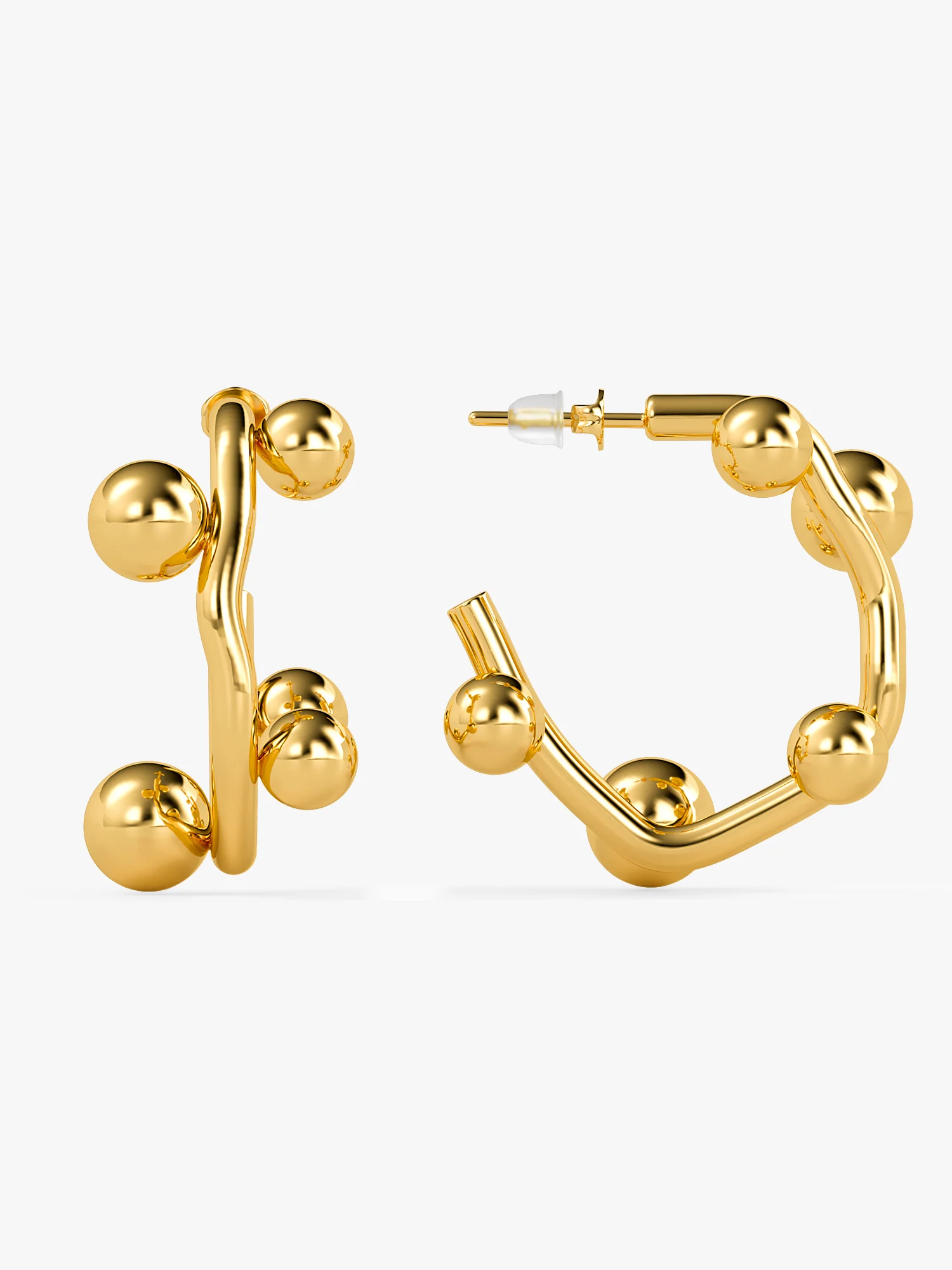 Bubble Loop Rise Gold Plated Earrings - Image 5