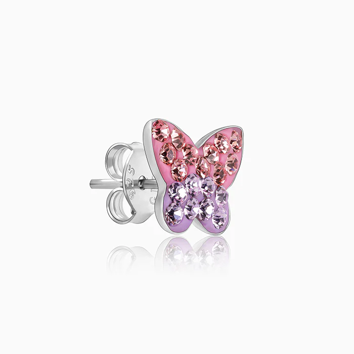 Silver Sparkly Butterfly Kids Earrings (4-12 yrs) - Image 5