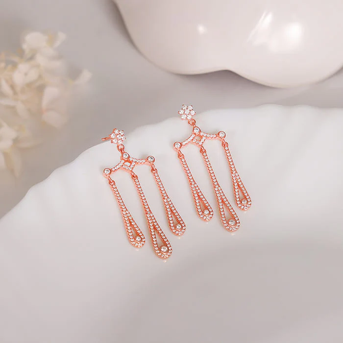 Rose Gold Gleaming Spark Earrings - Image 2