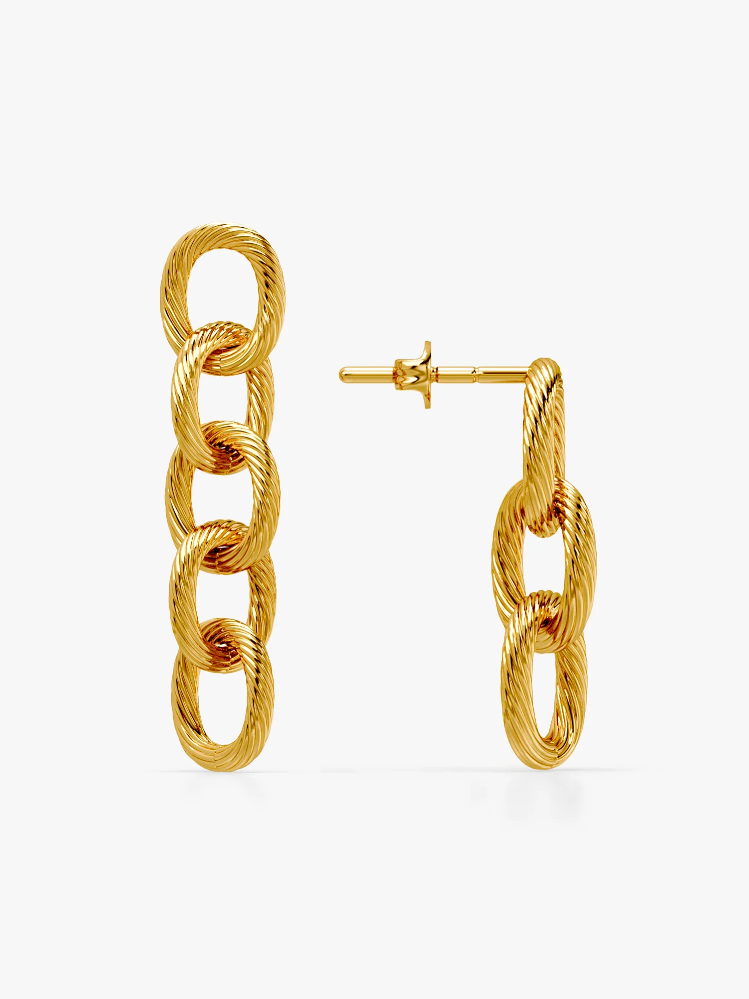 Chain Mismatched Gold Plated Earrings