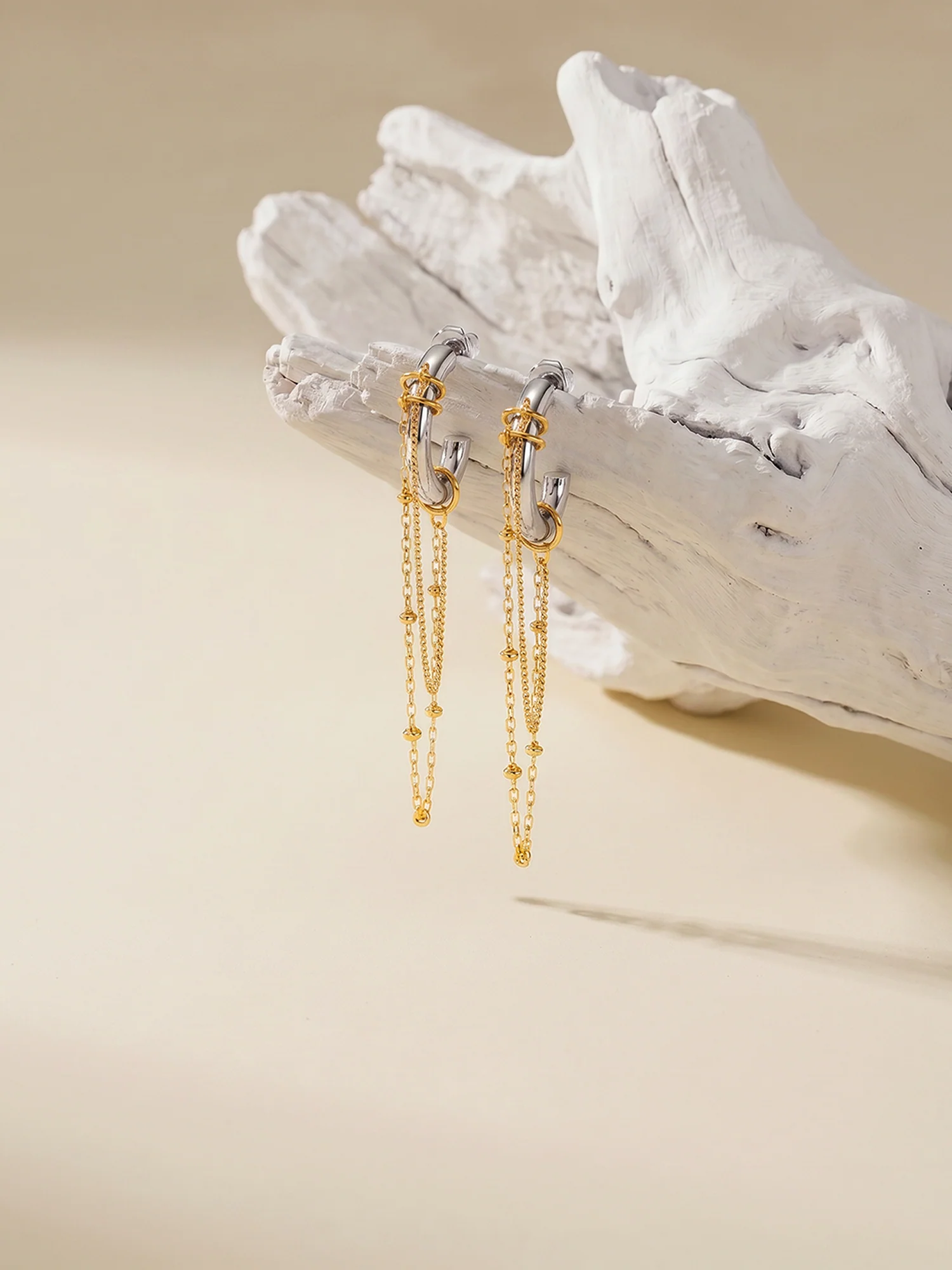 Chain Swing Dual Tone Danglers - Image 2