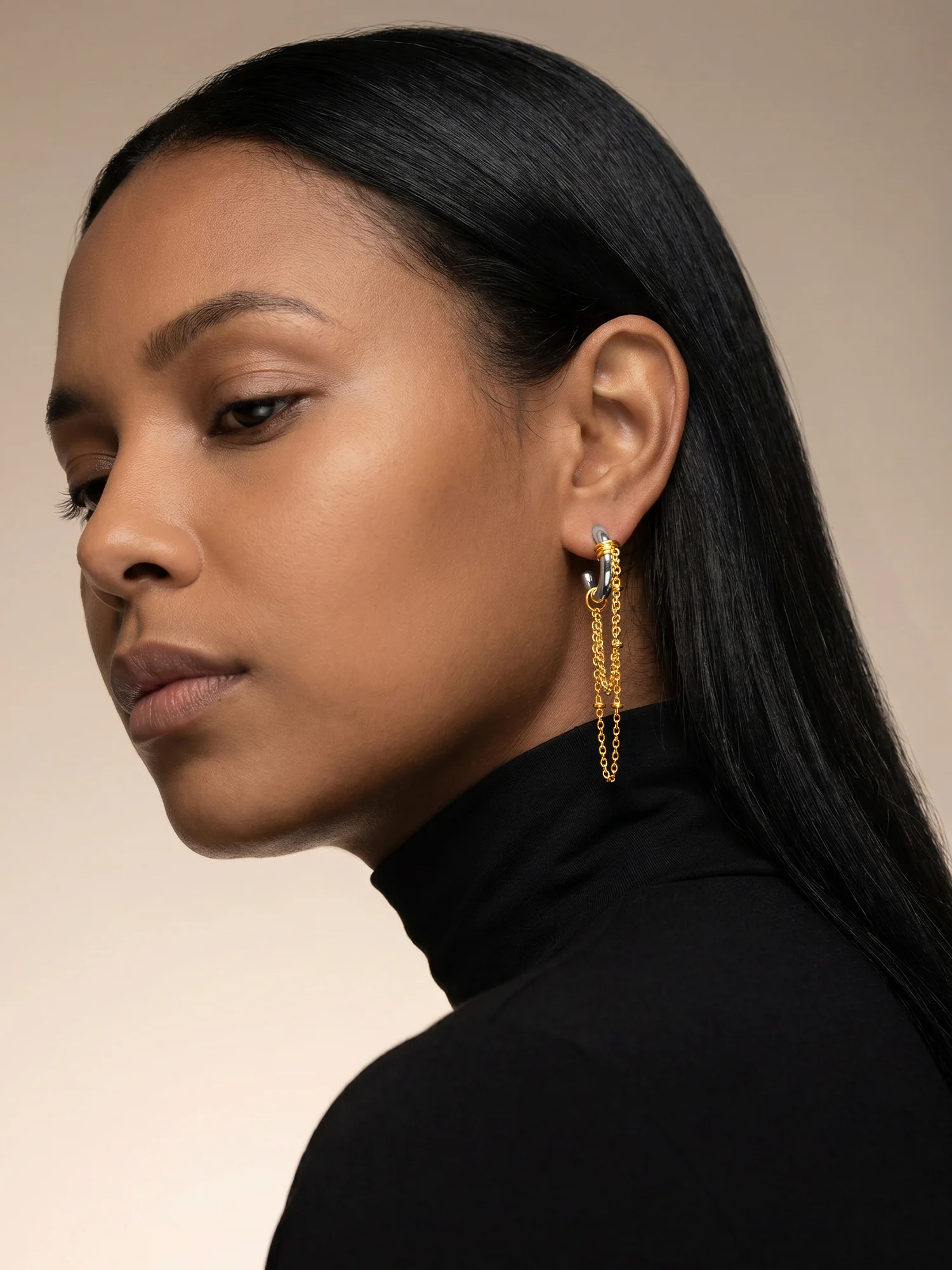 Chain Swing Dual Tone Danglers - Image 3