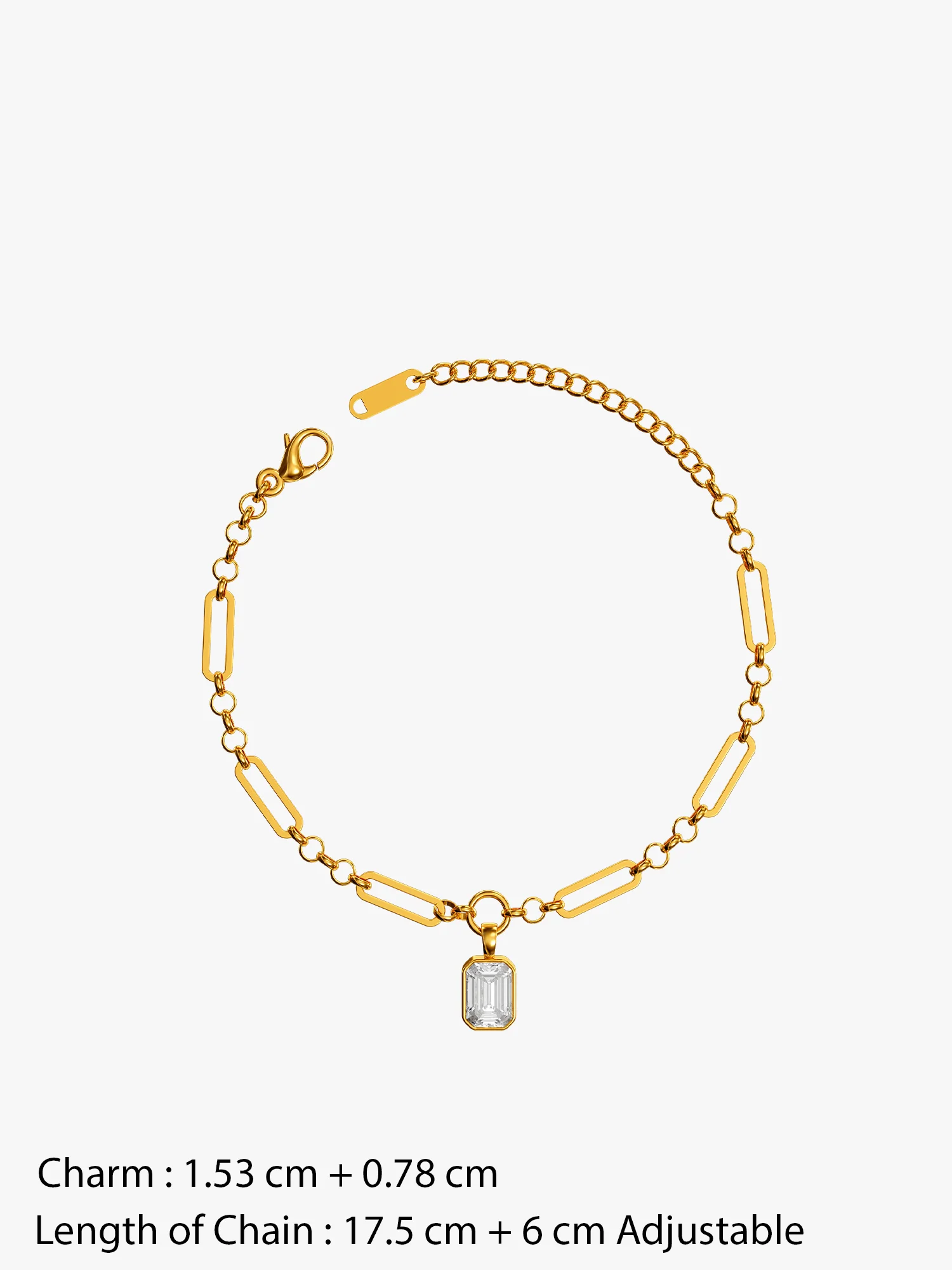 Charm Drop Link Chain Gold Plated Bracelet - Image 5