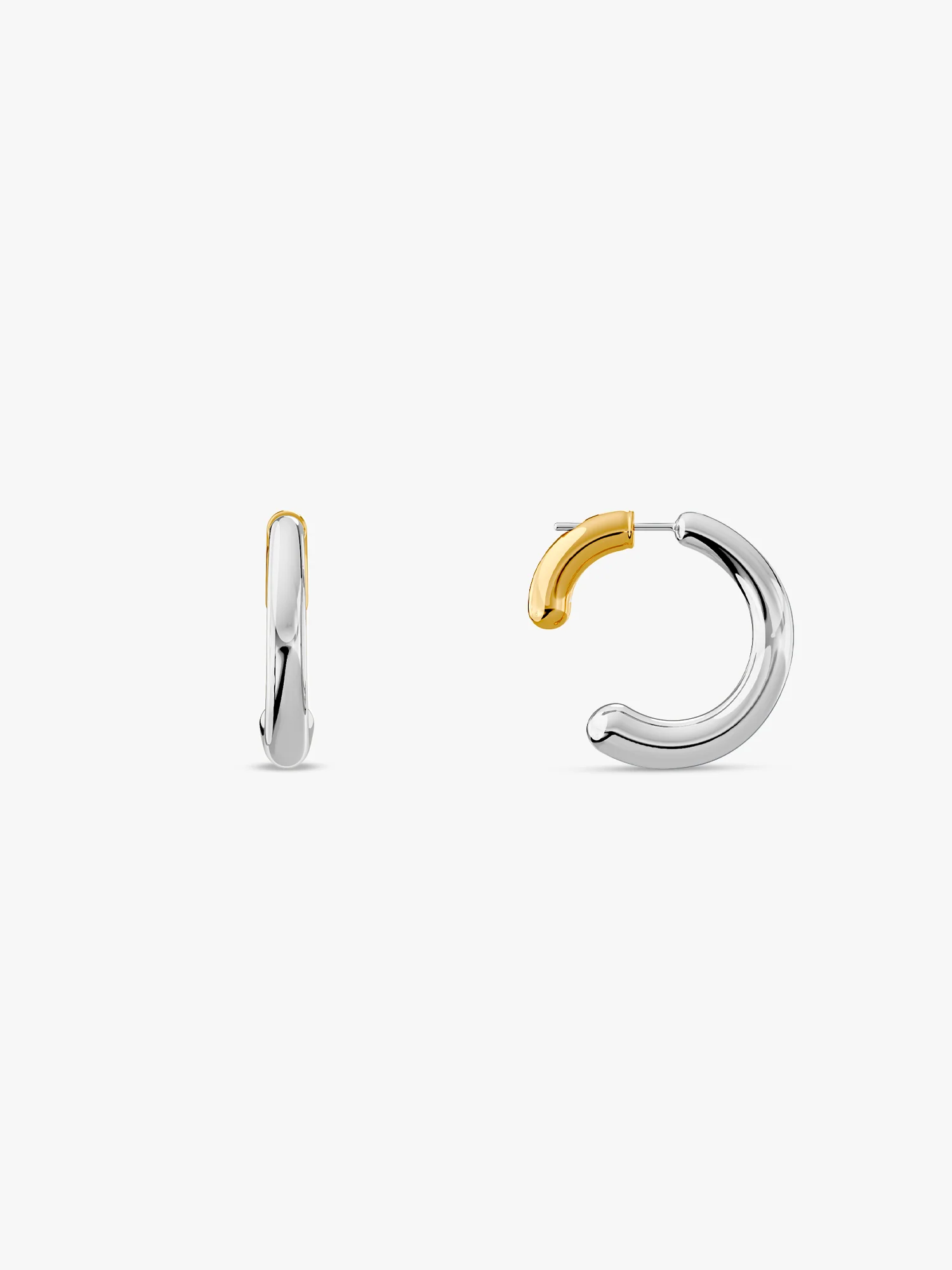 Chrome Edge Dual Tone Hoop Earrings - Image 4