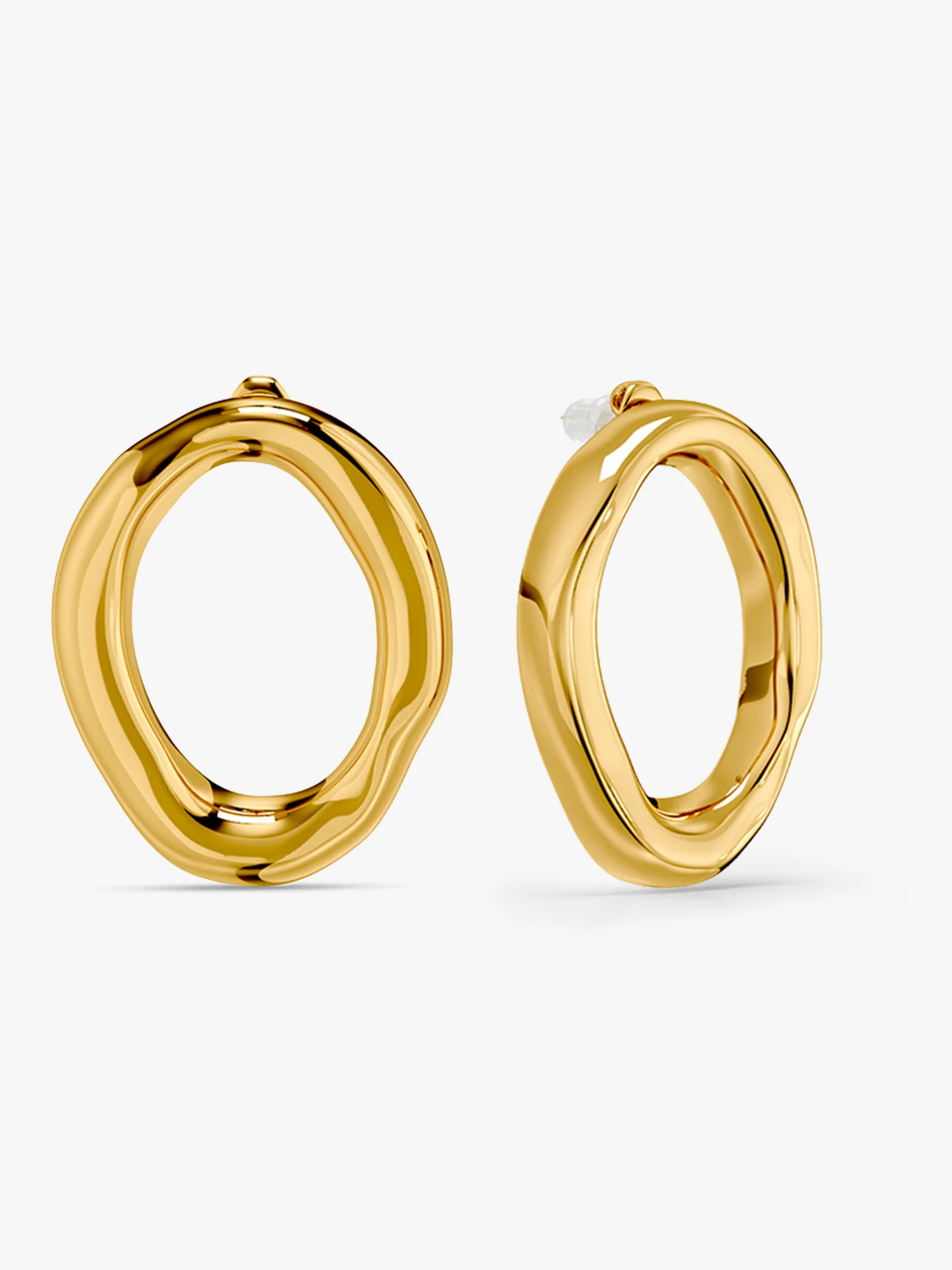 Chunky Hollow Gold Plated Hoop Earrings