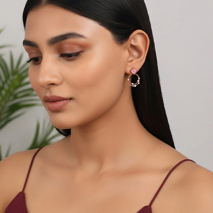 Rose Gold Love On Loop Earrings - Image 3