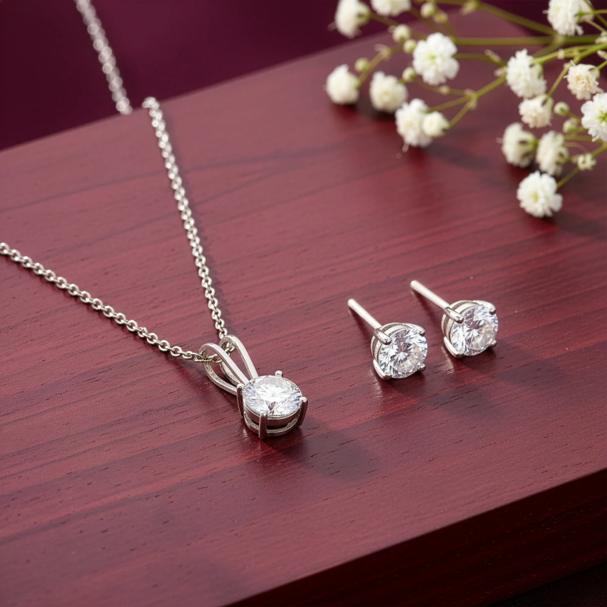 Anushka Sharma Classic Silver Zircon Set