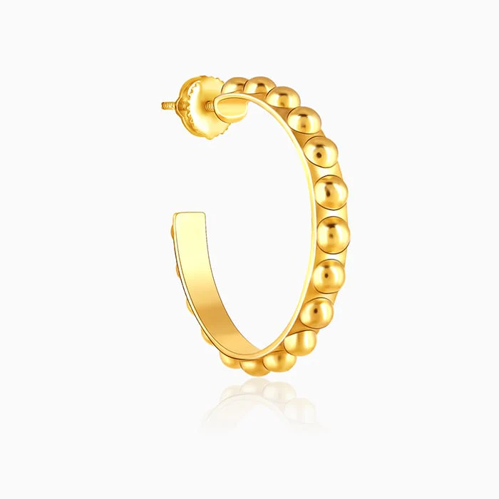 Golden Beaded Hoop Earrings - Image 3