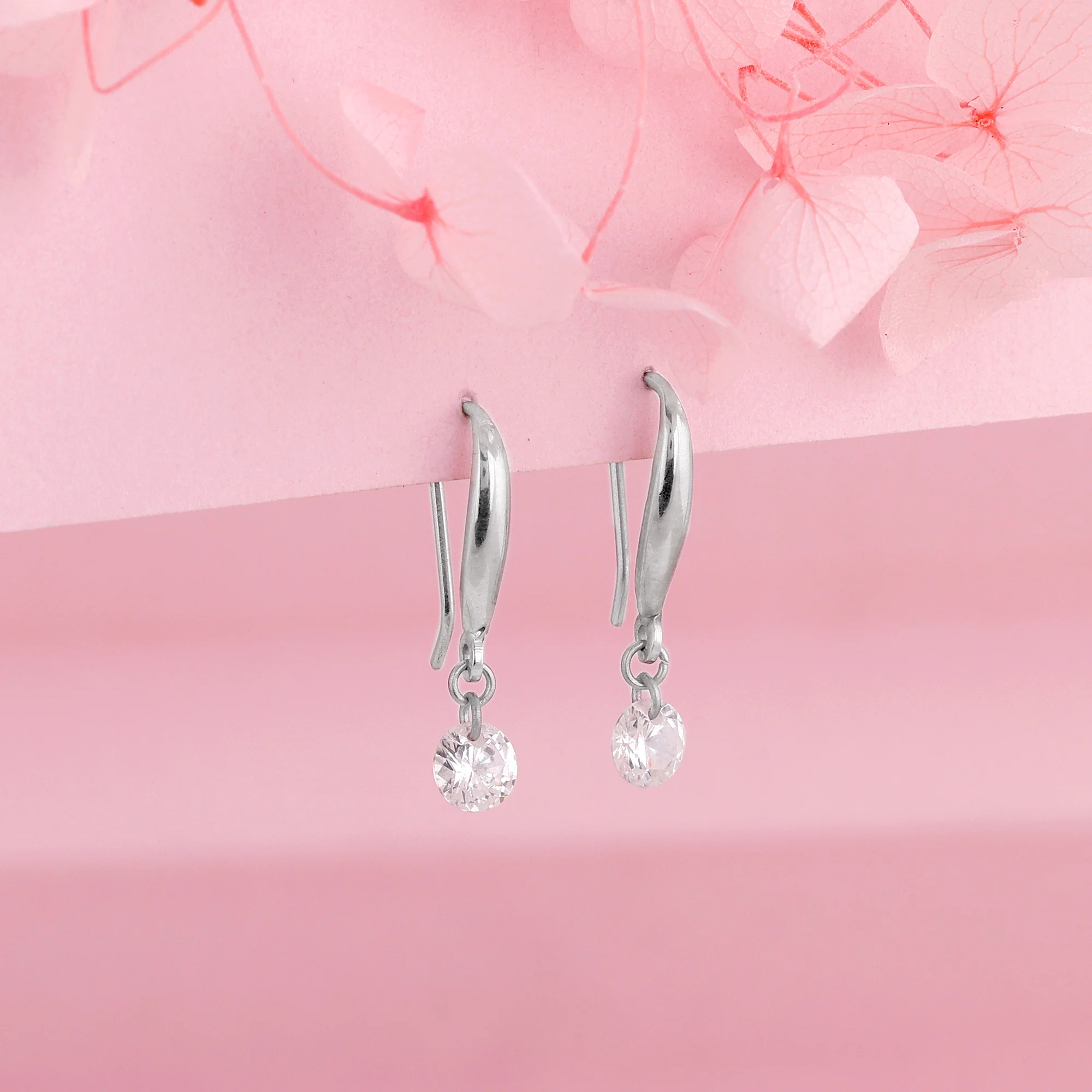 Silver Classic Shiny Drop Earrings - Image 2