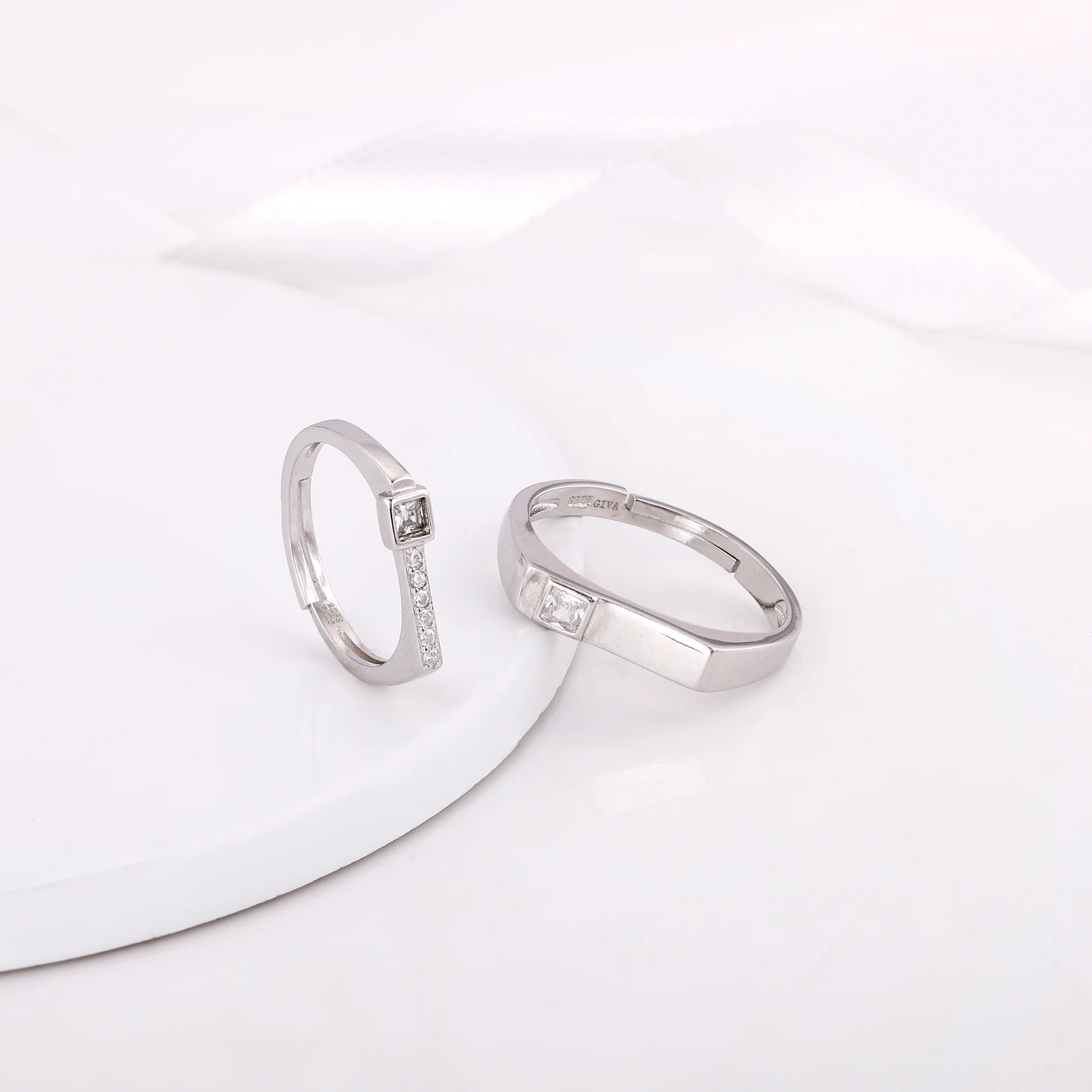 Silver Zircon Love Language Couple Rings - Image 2