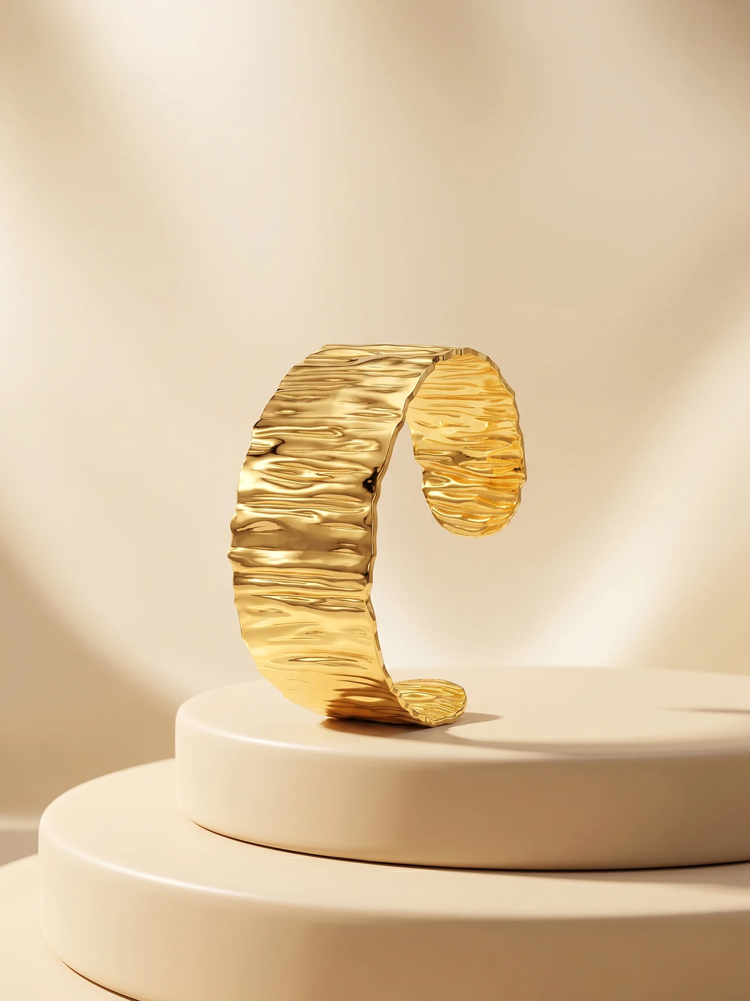 Crinkle Mood Gold Plated Cuff Bracelet - Image 2