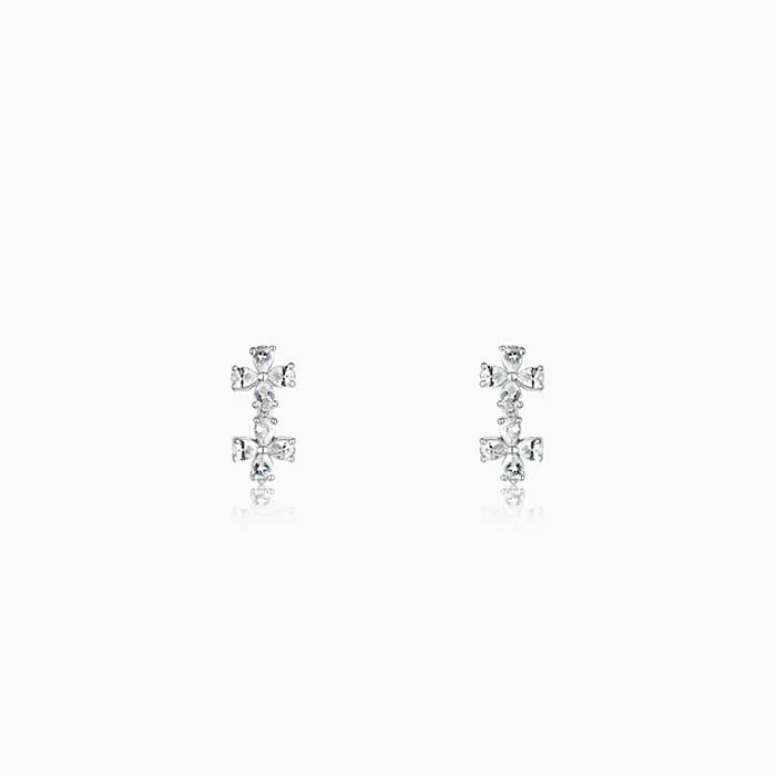 Silver Bedstraw Flower Earrings
