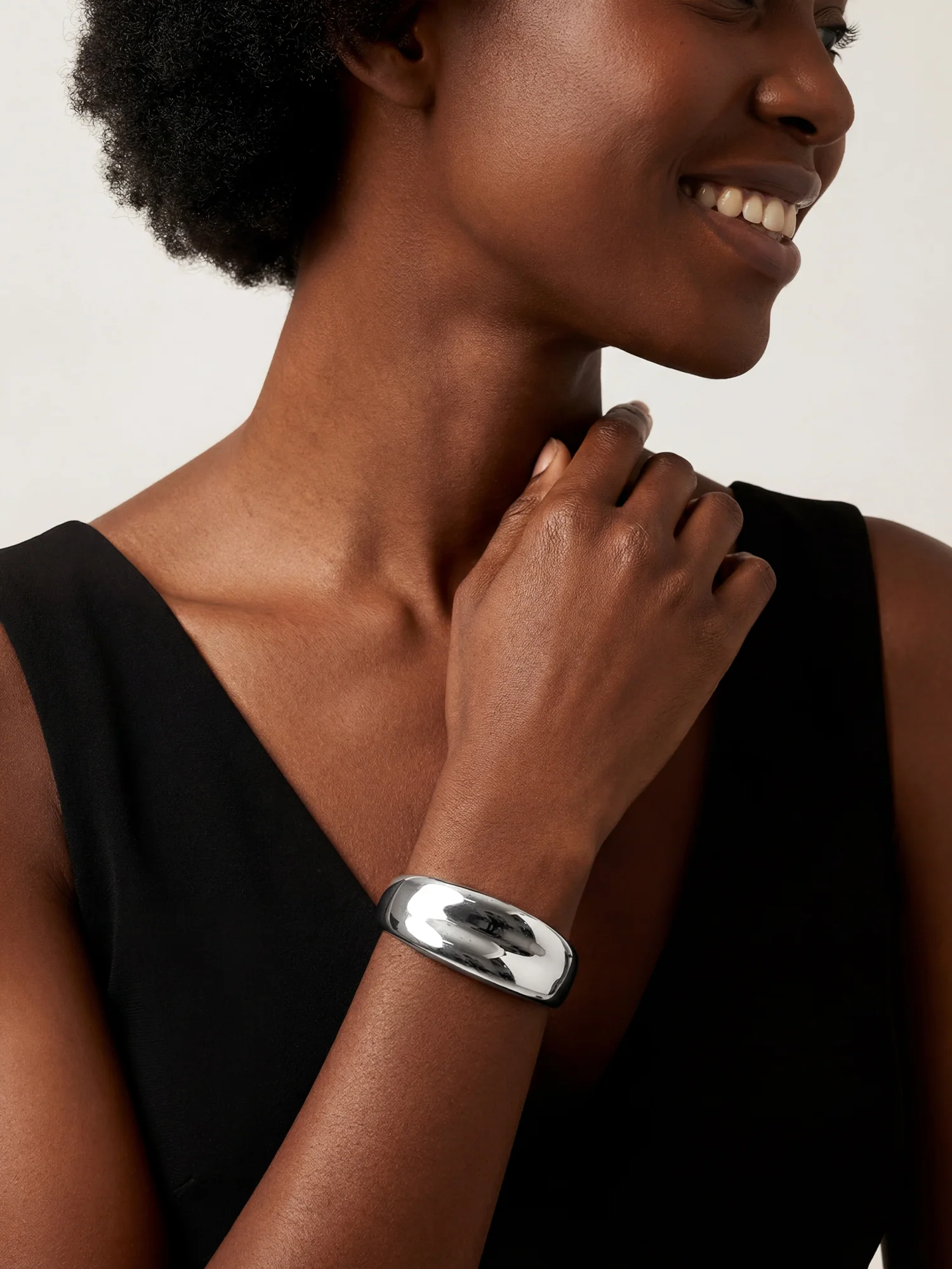 Curve Core Rhodium Plated Cuff Bracelet