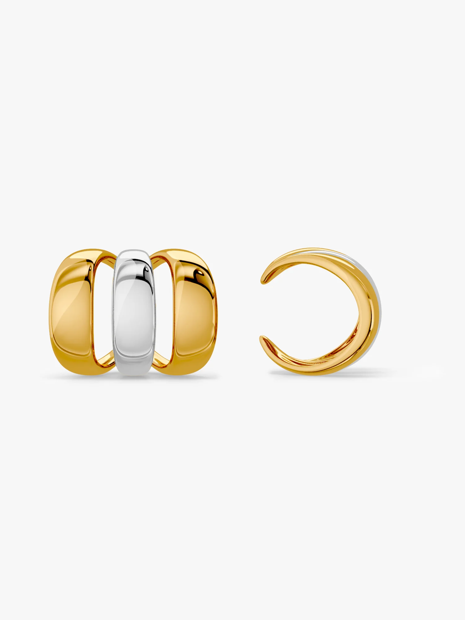 Curve Dual Tone Ear Earrings - Image 5