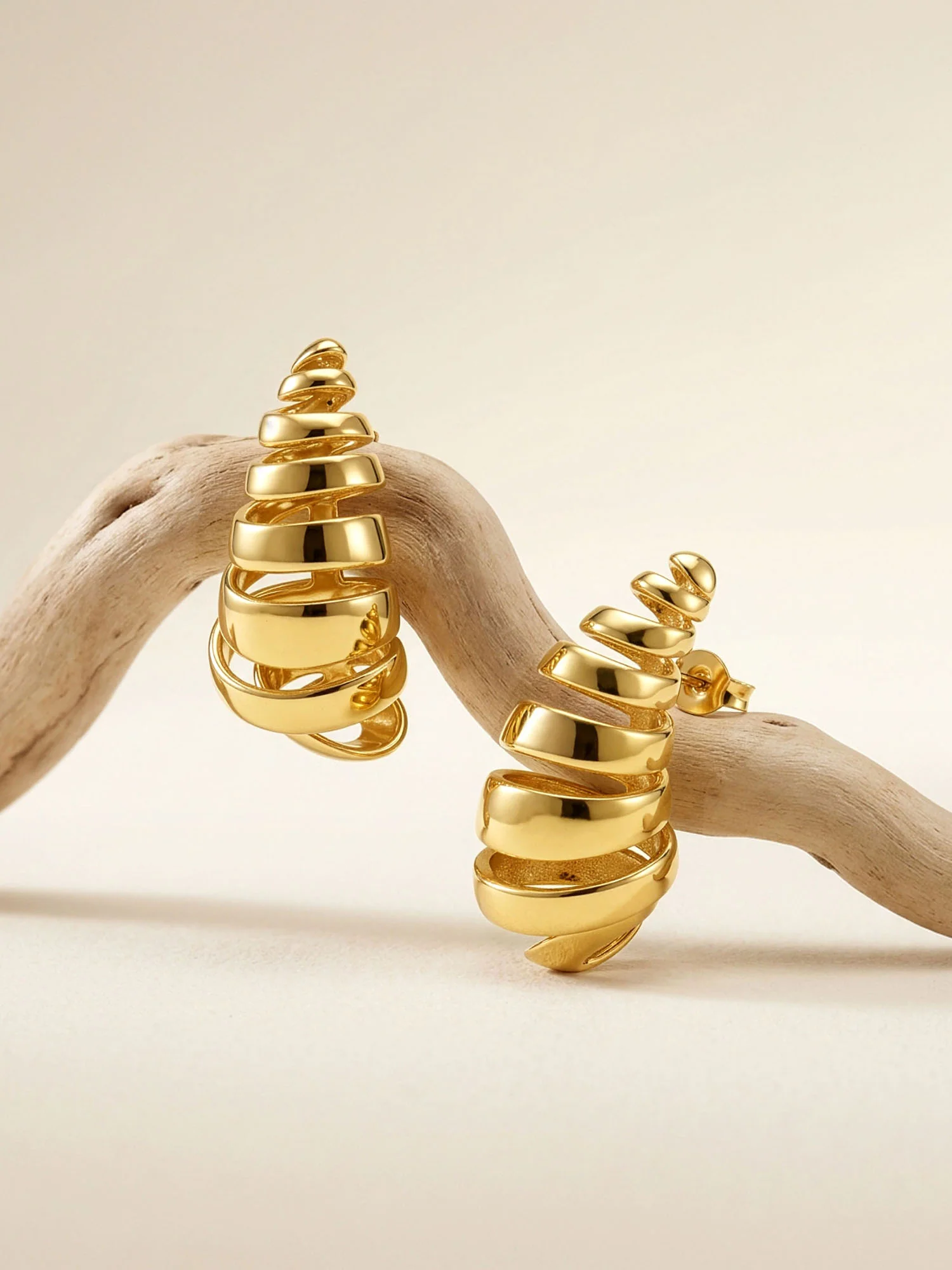 Dome Drama Gold Plated Earrings - Image 2