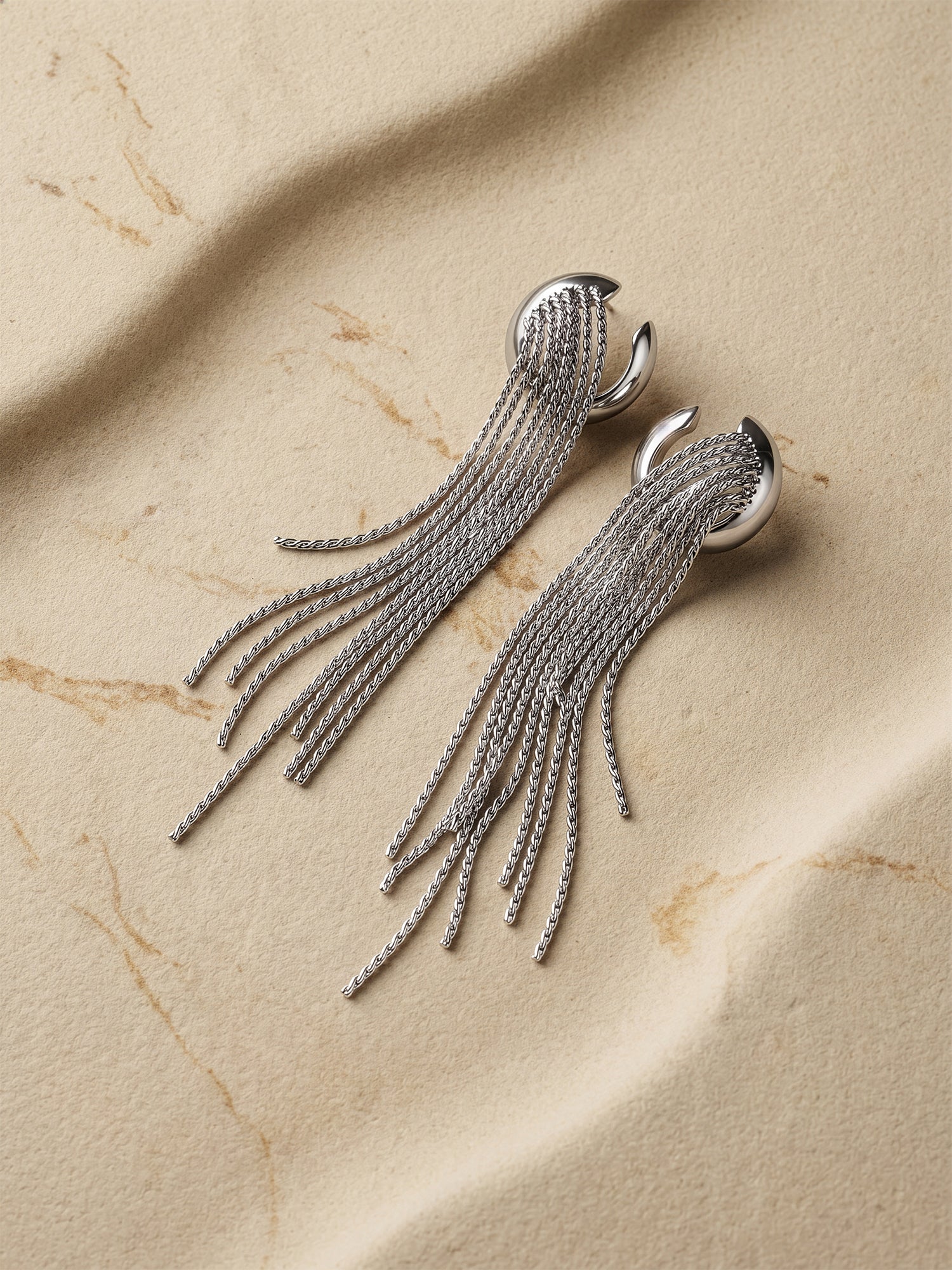 Drip Hook Rhodium Plated Ear Cuff - Image 4