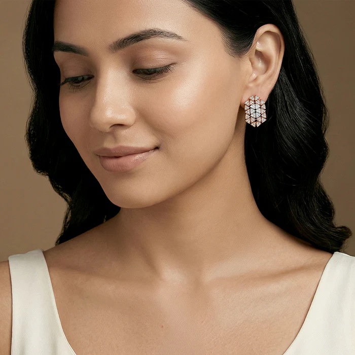 Dual Tone Aurora Angle Silver Earrings - Image 3