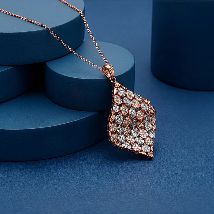 Dual Tone Celeste Grove Silver Pendant With Link Chain - Image 2