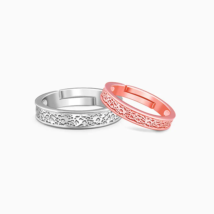 Dual Tone Destined Hearts Couple Bands