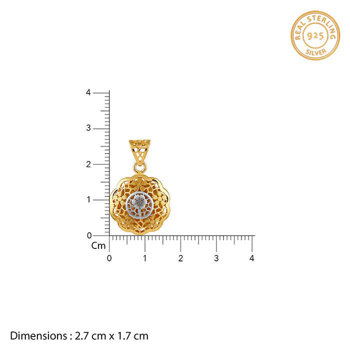 Dual Tone Floria Silver Pendant With Link Chain - Image 4