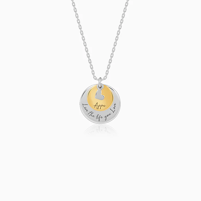 Dual Tone Golden Personalised Layered Coins Name Necklace