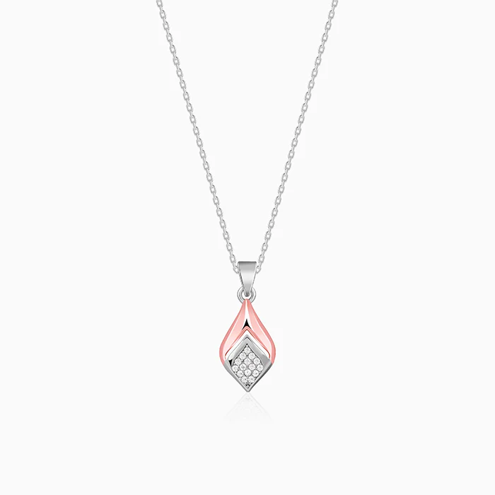 Dual Tone Majestic Rhombus Pendant With Link Chain