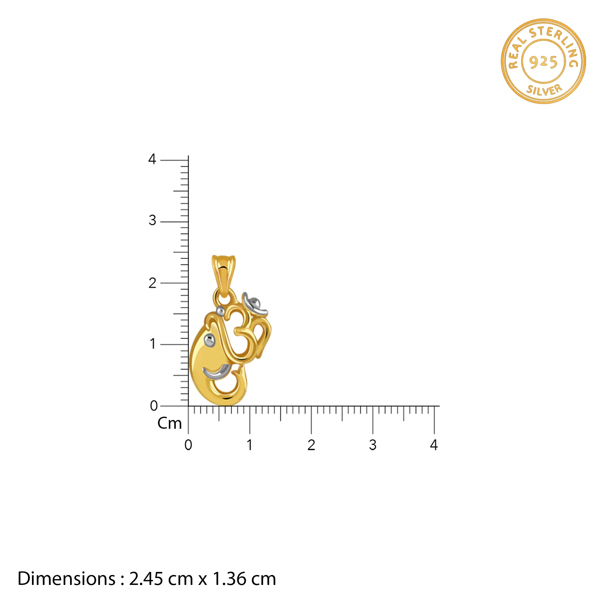 Dual Tone Om Ganesh Silver Pendant With Box Chain For Him - Image 4