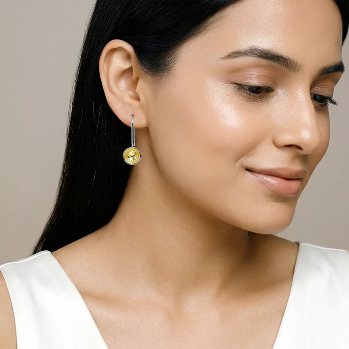 Dual Tone Orb Silver Earrings - Image 3